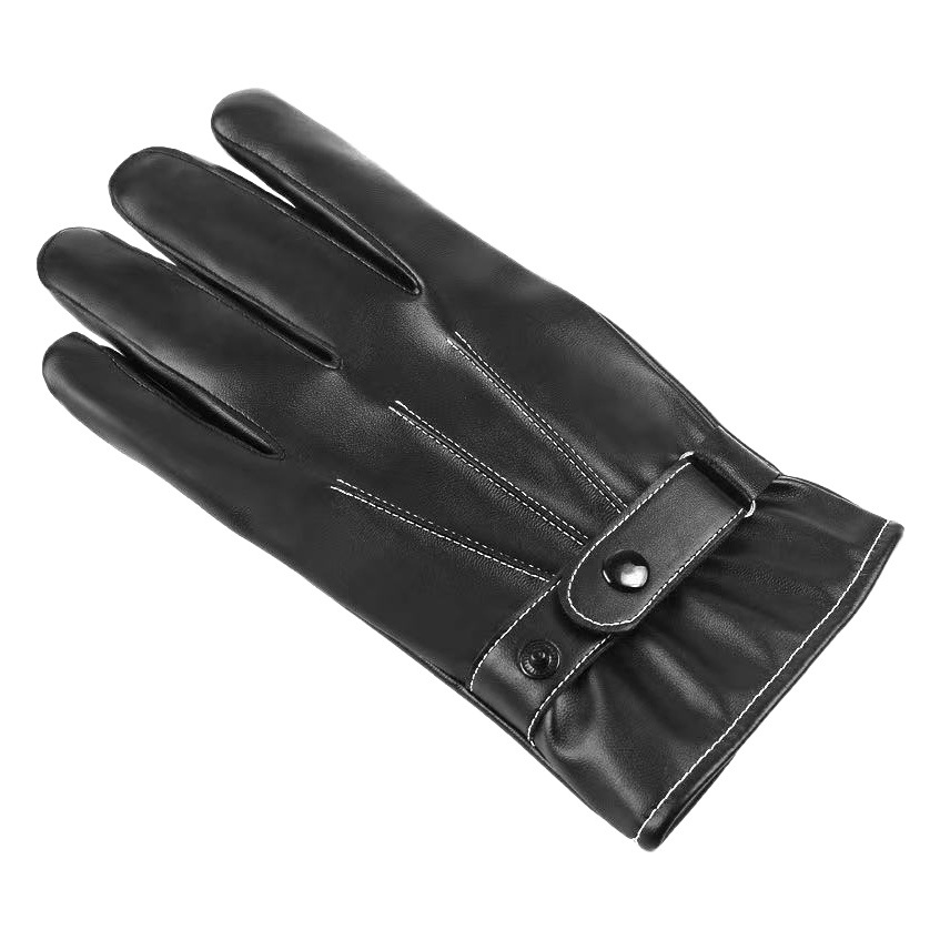 Guantes cálido forro polar otoño pantalla táctil a prueba de viento motocicleta conducción al aire libre estilo coreano tres líneas guantes de cuero de invierno