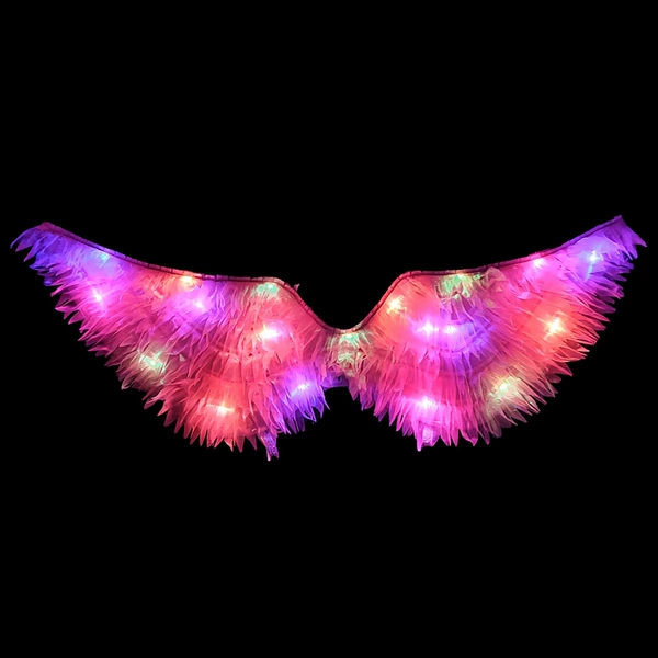 Colorful lanterns, feather clothes, cloth neon angel wings [rose red]