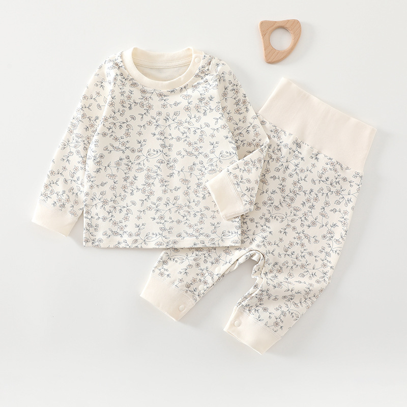 Baby High-Waist Suit Spring & Fall Pure Cotton Men's Pajamas Women's Category a Bottoming Autumn Clothes and Long Pants Baby Intimates Set Warm