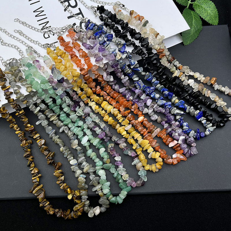 Cross-border Natural Crystal Asymmetrical Gravel Necklace ins Style Neck Chain Neck Chain Bohemian Agate Clavicle Chain