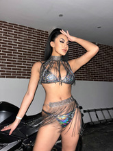 水钻2025欧美新款速卖通性感闪钻绑带拼接女装半身裙套装LBZ20373