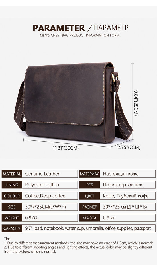 Túi đeo chéo nam da thật da ngựa điên phong cách retro, túi đeo vai đựng vừa máy tính bảng 8 inch — 1323 màu nâu, 1323cà phê, 6097 cà phê đen, 6097 màu nâu chi tiết 29