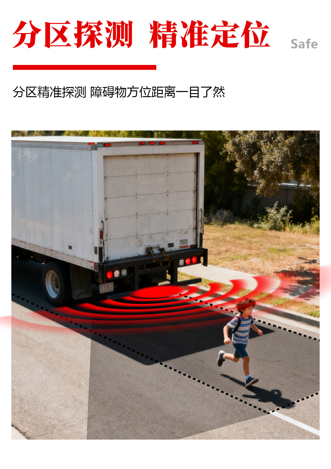 Wireless 24V Reversing Radar for Trucks with 4 Sensors, Lcd Display, Voice Prompts for Trucks and Buses