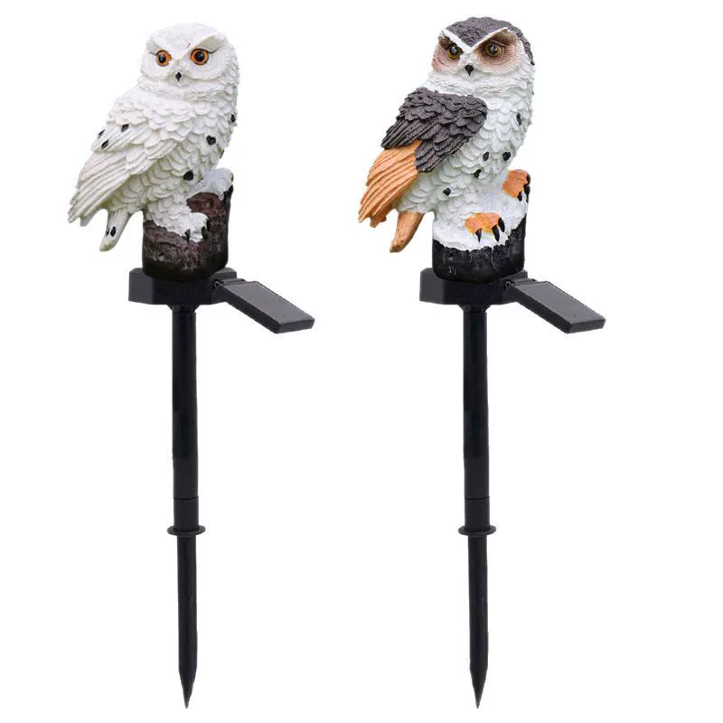 Solar Resin Owl Garden Light, LED Stake Lamp, Outdoor Lawn Decoration, Multiple Designs