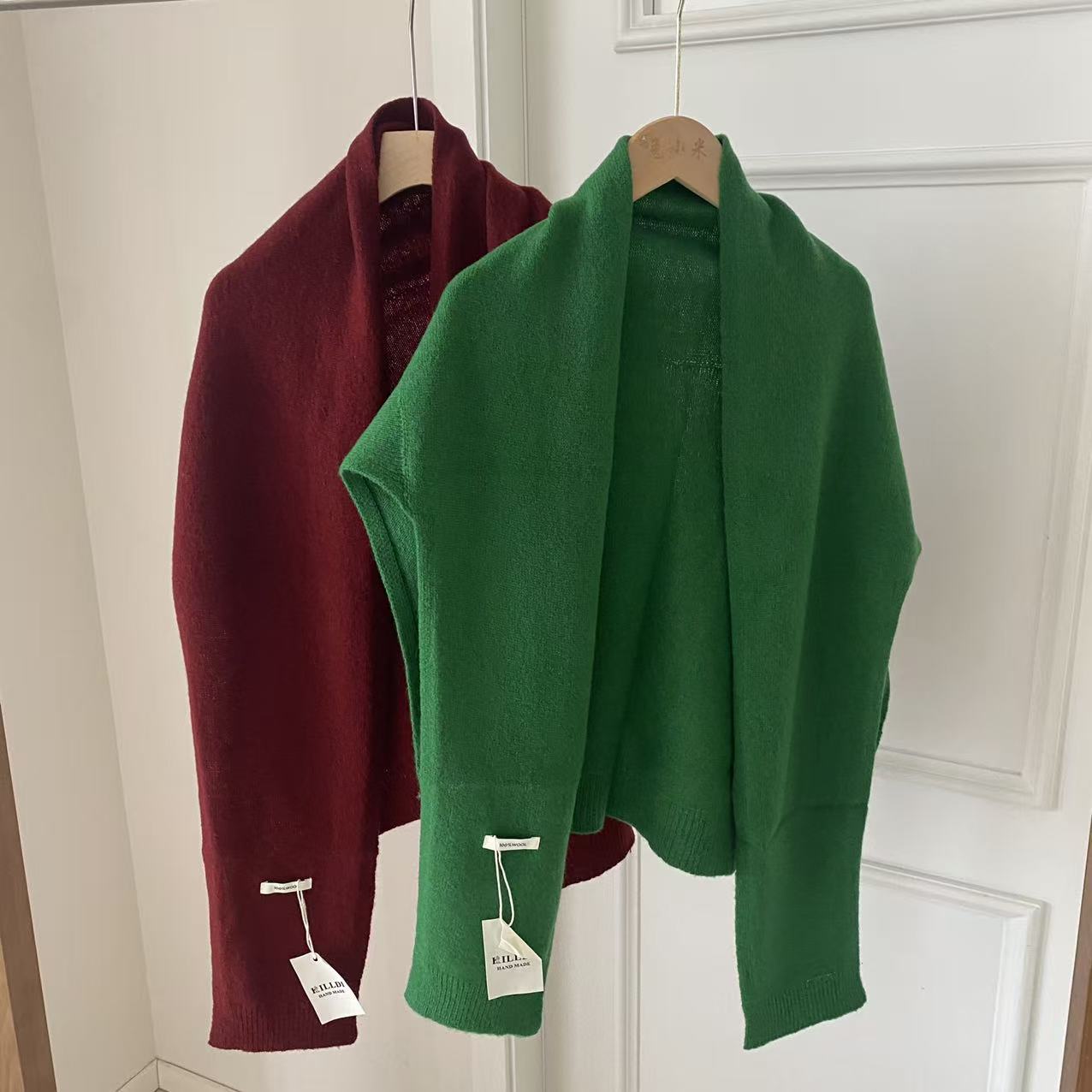 High-quality Australian merino wool knitted T-shaped shawl, a new autumn style for women, designed to protect the neck, in solid colors, and with a knotted design