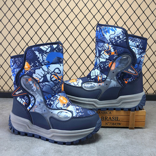 Children's Snow Boots Children's Shoes New Velvet Thickened Warm Outdoor Claw High Boots Velcro Casual Shoes