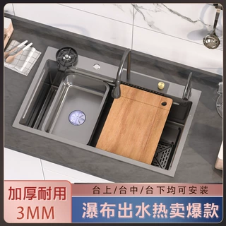 【工厂直发】不锈钢大单槽家用手工加厚洗碗池厨房洗菜盆飞雨水槽