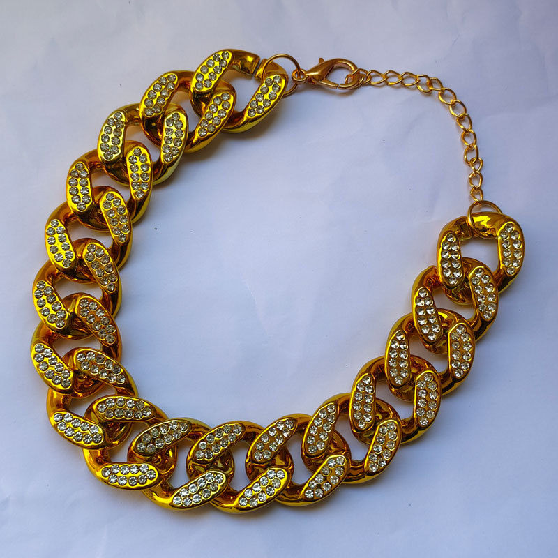 Joyería transfronteriza para mascotas collar de oro para mascotas productos de plástico Foto cadena de oro gato perro universal embalaje OPP