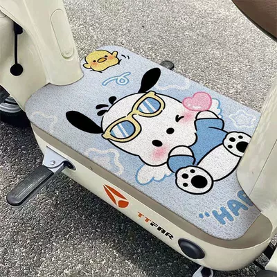 Electric Car Floor Mats Cartoon Cute Puppy Free Cutting Dust Removal and Dirt-Resistant Universal Anti-Slip Wire Ring Foot Mats for Delivery (Electric vehicle foot mat) - pacha-dog-on-blue-background-2540cm-silk-circle-cut-the-hair-into-a-rectangle-by-yourself