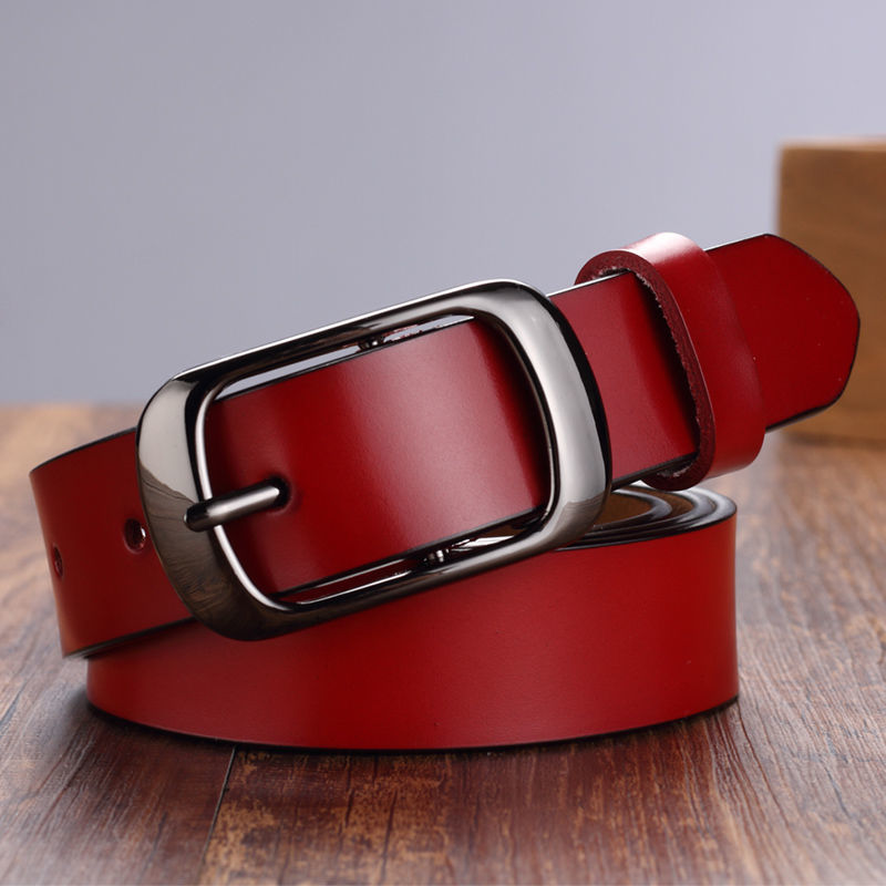 Genuine Cowhide Women's Belt Korean-style Student All-match ins-style Cowhide Pin Buckle Jeans with Decorative Wide Belt for Women