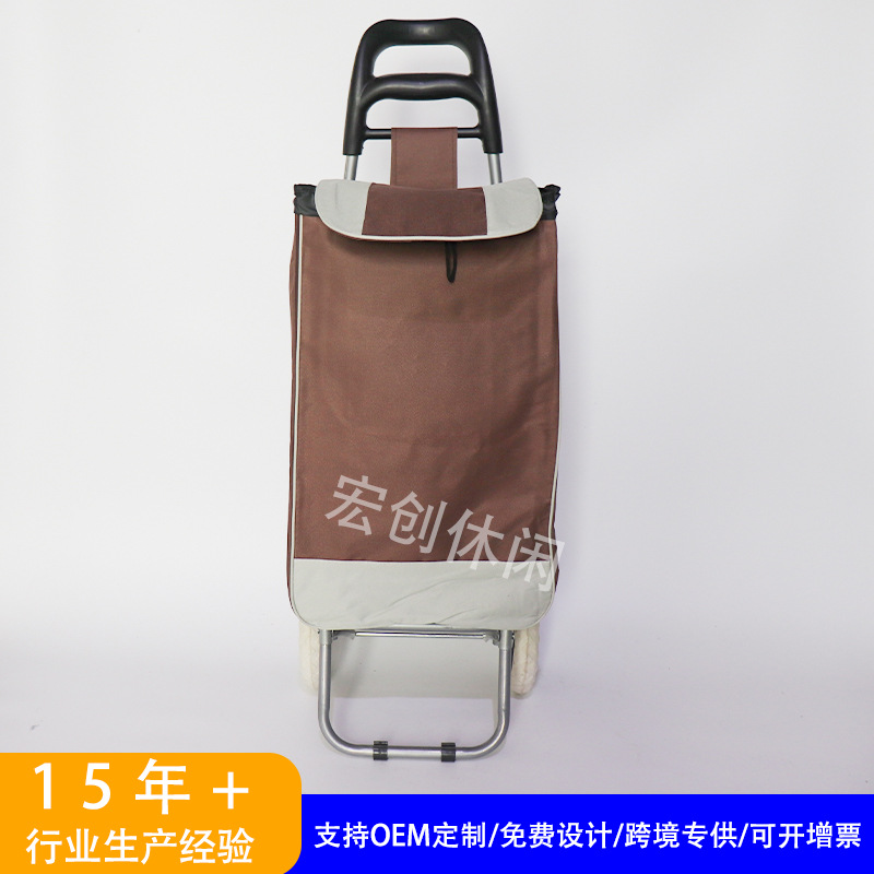 工厂直销爆款牛头素色牛津便携购物车超市折叠LOGO老人买菜车