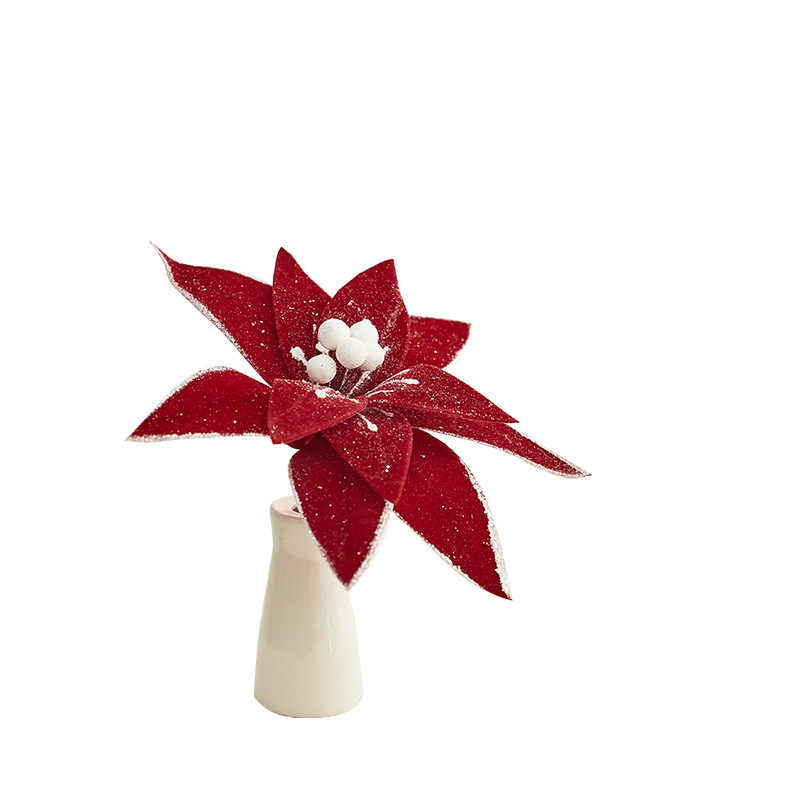 Decoraciones de Navidad 25cm flores de Navidad blancas retro flores falsas flores hechas a mano botella floral diseño props