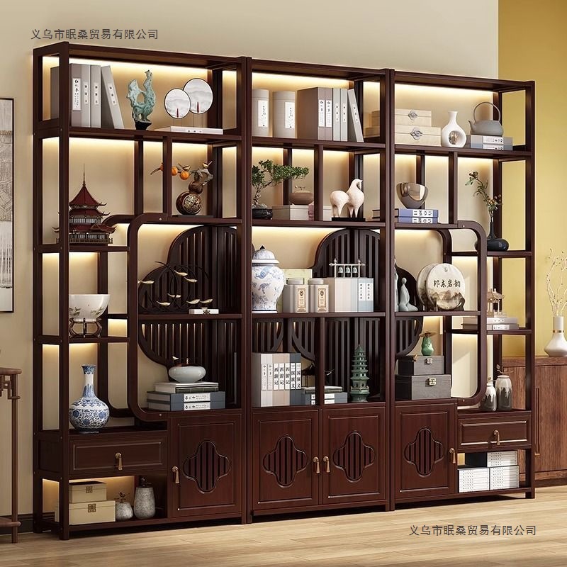 博古架新中式茶室茶叶置物架茶具架摆件收纳架客厅多宝阁隔断架子