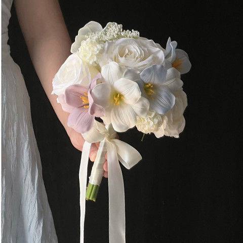 ins风仿真花郁金香花束成品高级一束浪漫领证手捧花装饰拍照道具|undefined