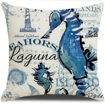 2024 Estilo explosivo transfronterizo Animales marinos Mundo submarino Patrón Funda de almohada Bandera de mesa de sala de estar con estampado de lino de Amazon image 17