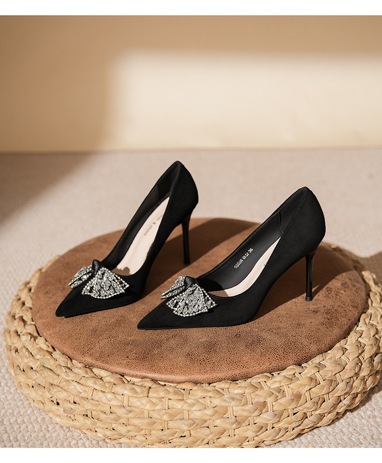 9888H-101 Wildleder-Schleifen-Strass-Schuhe – Hochzeitsschuhe, Alltagsschuhe, professionelle, vielseitige Schuhe für Arbeit, Bankett und festliche Anlässe_voghion.com