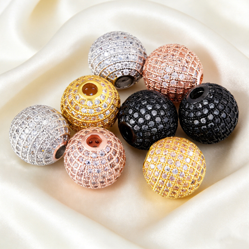 14K Gold-Plated Color-Preserving Micro-Inlaid Zircon Straight-Hole Round Beads Spacer Beads DIY Handmade Beaded Bracelet Decoration Materials Accessories 14K Gold-Plated Color-Preserving Micro-Inlaid Zircon Straight-Hole Round Beads Spacer Beads DIY Handmade Beaded Bracelet Decoration Materials Accessories