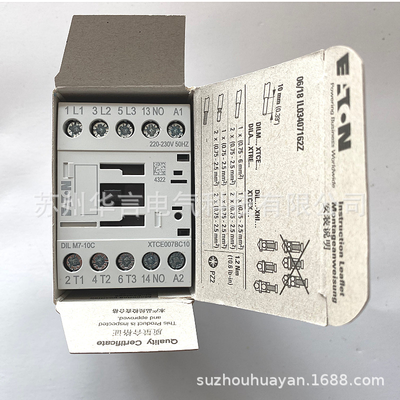 Supply New EATON EATON Muller 3-pole AC contactor DILM12-10C rated current 12A Supply New EATON EATON Muller 3-pole AC contactor DILM12-10C rated current 12A