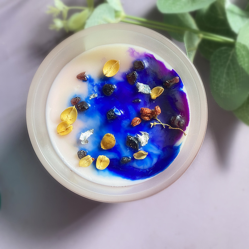 Vela de fragancia de concha de flores secas, recuerdo transfronterizo, cera de soja, vela de aromaterapia de cristal hecha a mano de color, alto valor