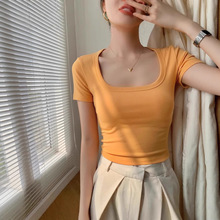 打底衫女内搭短袖T恤夏修身显瘦百搭女士t恤女款夏季正品u领性感