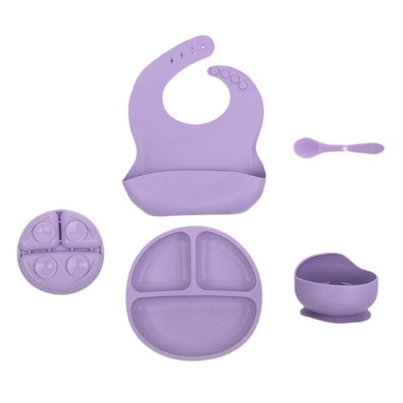 Placa de almuerzo de ventosa resistente a caídas de silicona de grado alimenticio Dumo Baby Juego de tazón Placa de almuerzo de silicona