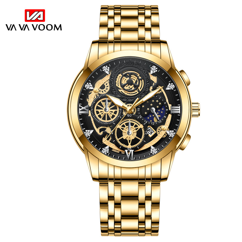Reloj de hombre explosivo de comercio electrónico transfronterizo, cinturón de acero luminoso impermeable, reloj de tendencia de moda de comercio exterior de Guangzhou, una pieza de aprobación