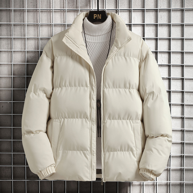 Giacca invernale da uomo in tinta unita, semplice, con collo alto in cotone, stile coppia, ampia_voghion.com