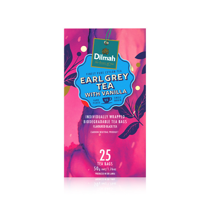 Dilmah Vanilla Earl Gray Black Tea 25 Tea Bags Biodegradable Single-Origin Tea Sweetened Flavored Tea Dilmah Vanilla Earl Gray Black Tea 25 Tea Bags Biodegradable Single-Origin Tea Sweetened Flavored Tea