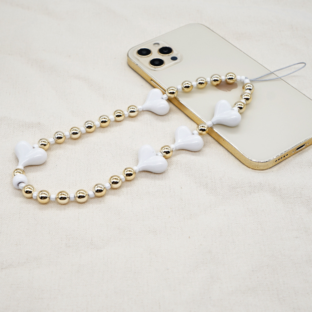 Fashion Black Gallstone Gold-plated Beads Mobile Phone Chain Simple Mobile Phone Rope display picture 4