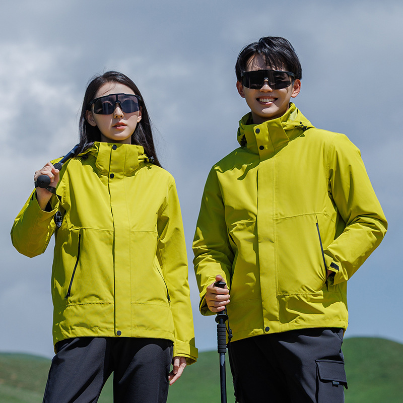 Windproof and Waterproof White Duck down New National Standard Three-In-One Jacket Outdoor Hard Shell Women's and Men's Two-Piece Jacket Warm