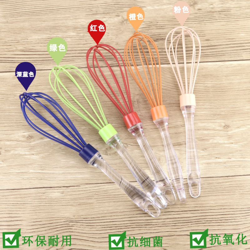 10 pulgadas 5 líneas PS cristal de silicona transparente batidor de huevos casero manual batidor de crema y fabricantes de carpas al por mayor