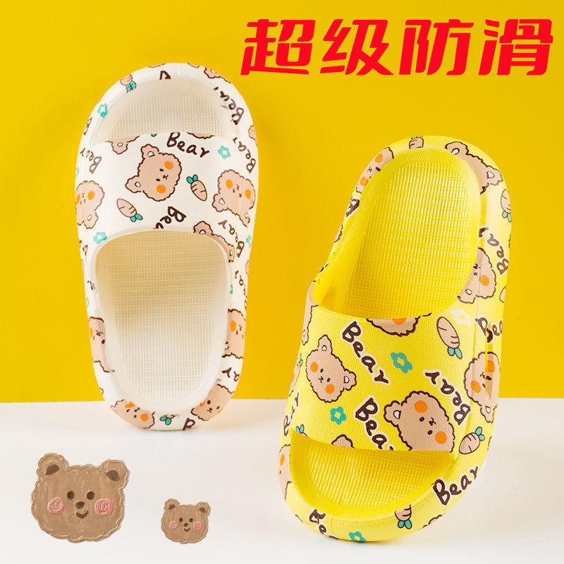 Zapatillas infantiles de dibujos animados para niñas oso baño antideslizante suave fondo integrado interior hogar niños verano zapatillas frescas