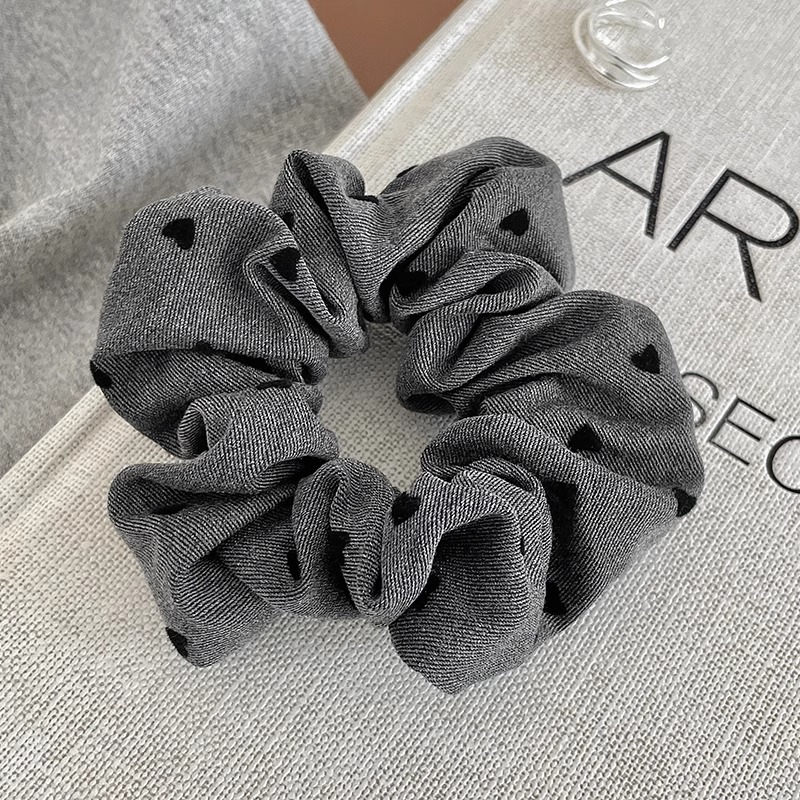 Grey arco de encaje anillo de cabello de intestino grande toalla cuadrada adornamiento de cabello otoño invierno sensación de alta calidad tocado de cola de caballo