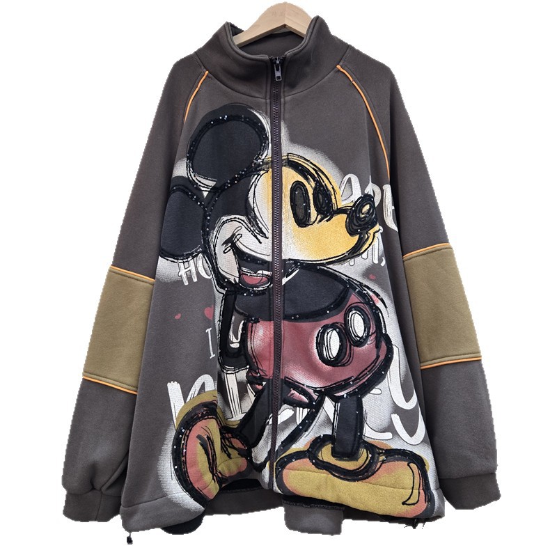 Sudadera Holgada Térmica de Algodón con Cuello Alto e Estampado image 5