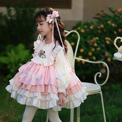 Branch Bud Children's Clothing 2024 Spring New Girls' Clothing Children Lolita Lolita Princess Dress Embroidered Puff Dress