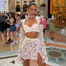 欧美跨境2025春夏女装时尚休闲套装个性街头蕾丝镂空半身裙套装