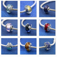 925纯银潘家琉璃珠子手链女个性DIY银配饰散珠