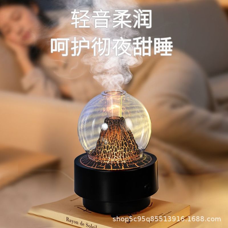 2025 新しいクロスボーダー溶岩火山アロマセラピーマシン家庭用芳香噴霧エッセンシャルオイル特殊模擬炎加湿器|undefined