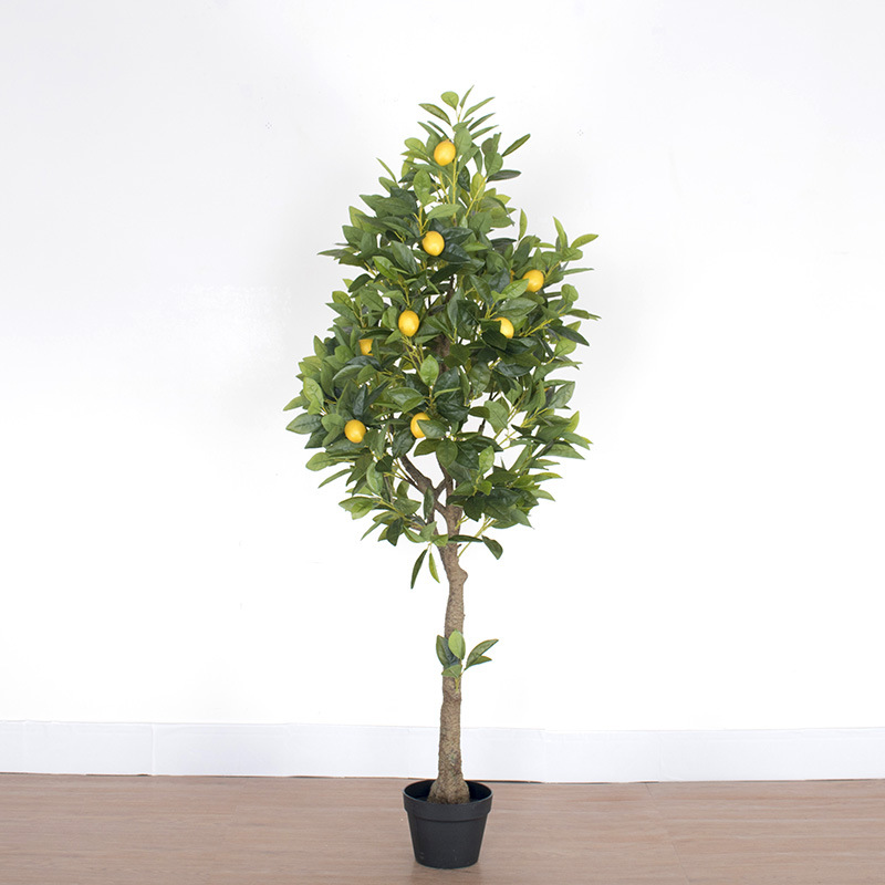Simulación de planta de interior con fruta con maceta de árbol de limón Decoración del hogar Plantas verdes en maceta Simulación de árbol de limón naranjo