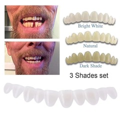 Silicone dental strips, denture strips, simulated smile denture strips, braces, snap on smile whitening teeth strips