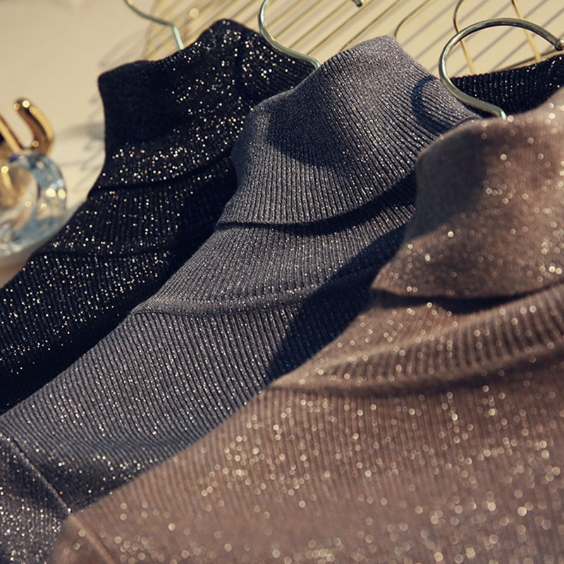 Cut the label foreign trade withdrawal cabinet international big-name tail goods clearance high collar slim inside flash silk sweater base sweater