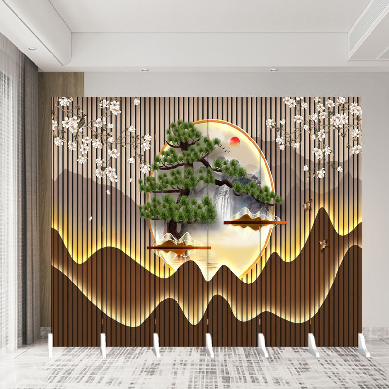 Nueva pantalla de estilo chino partición sala de estar cubierta sala de té decoración simple plegable móvil bambú doble cara pantalla plegable
