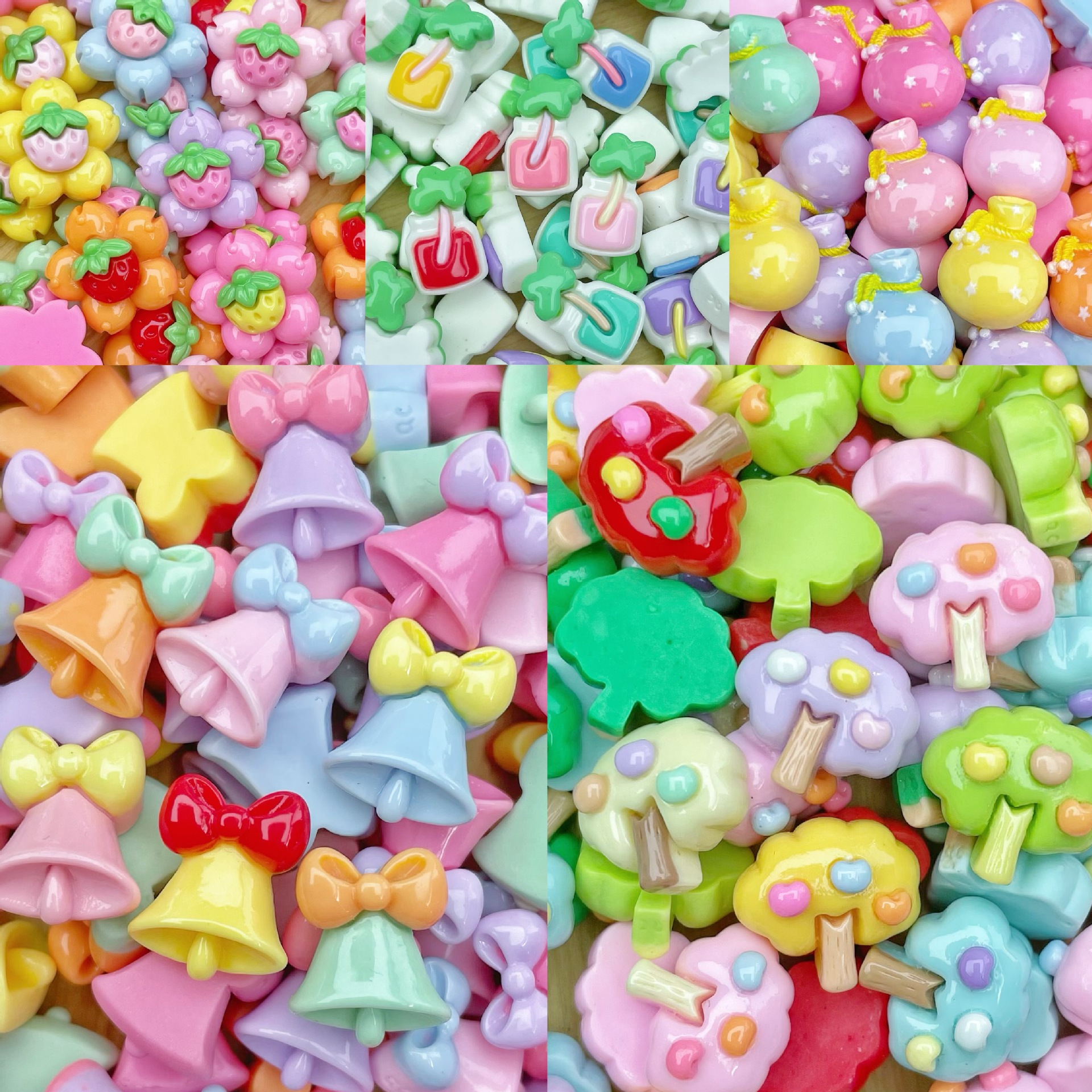 Campana nota nuevo Mini tamaño pequeño brillante resina accesorios horquilla teléfono Shell espárragos accesorios de uñas material pegatinas