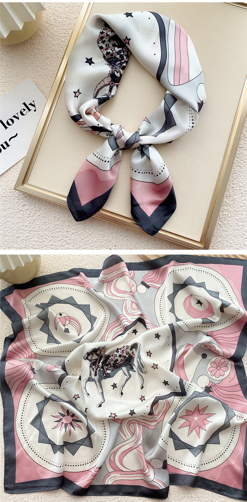45g Weight Silk Scarf Classification Daily Occasion Polyester Material Geometric Pattern All Seasons Season Women's Gender Printing Design Elegant, Sweet Style Women's Elegant Sweet Geometric Polyester Printing Silk Scarf 26
