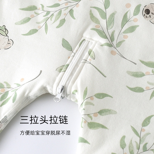 Infant sleeping bag winter and autumn removable cotton for babies, newborn pull-up long sleeve baby sleeping suit, leg opening sleep sack for babies