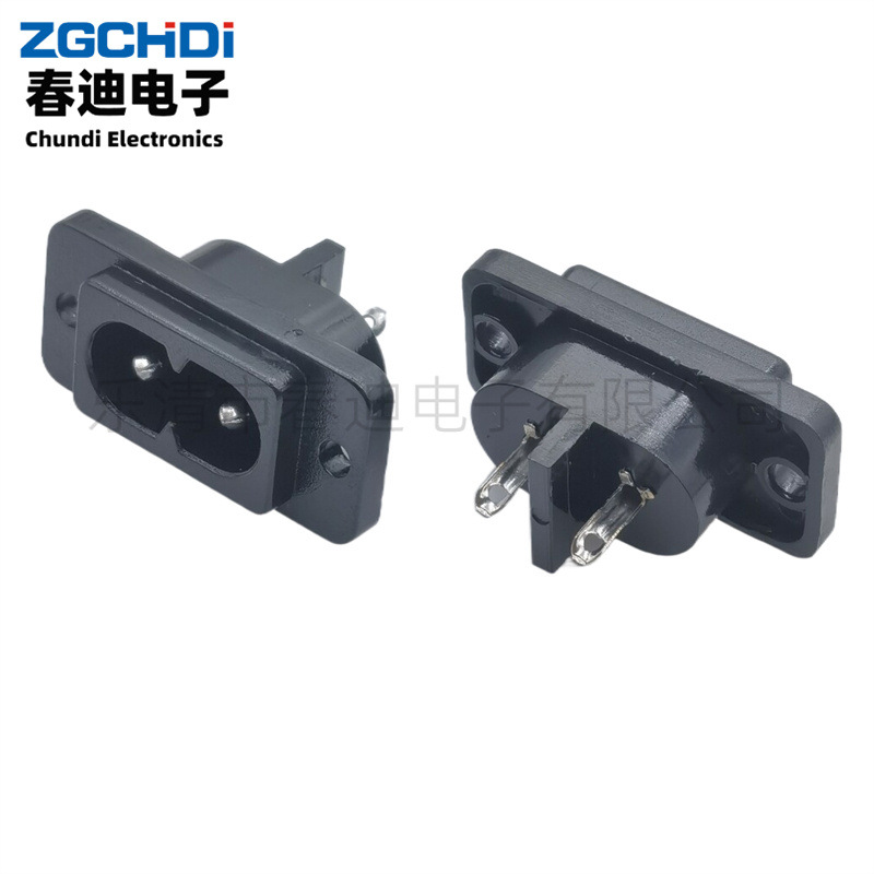 供应AC006电源八字插座小八字插座AC-004全铜接线脚 空心针八字