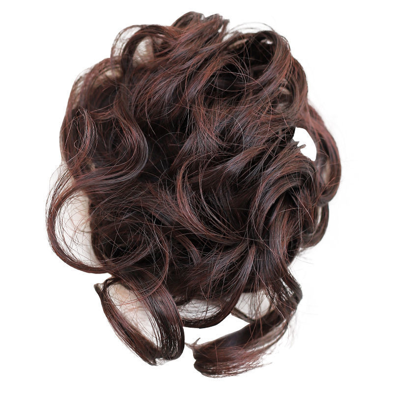 Peluca de cabeza de bola femenina cabeza de pelo artificial flor anillo de pelo esponjoso natural barba larga cabeza flor cheongsam updo bolsa de pelo placa tocado