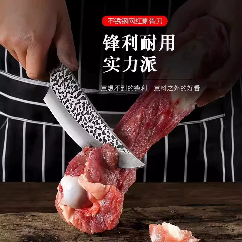 Кованой ручной отделоченный нож для чревовещания, кухонный нож для разделки рыбы, нож для разделки свинины, нож для нарезки мяса с узором, кухонный нож из нержавеющей стали