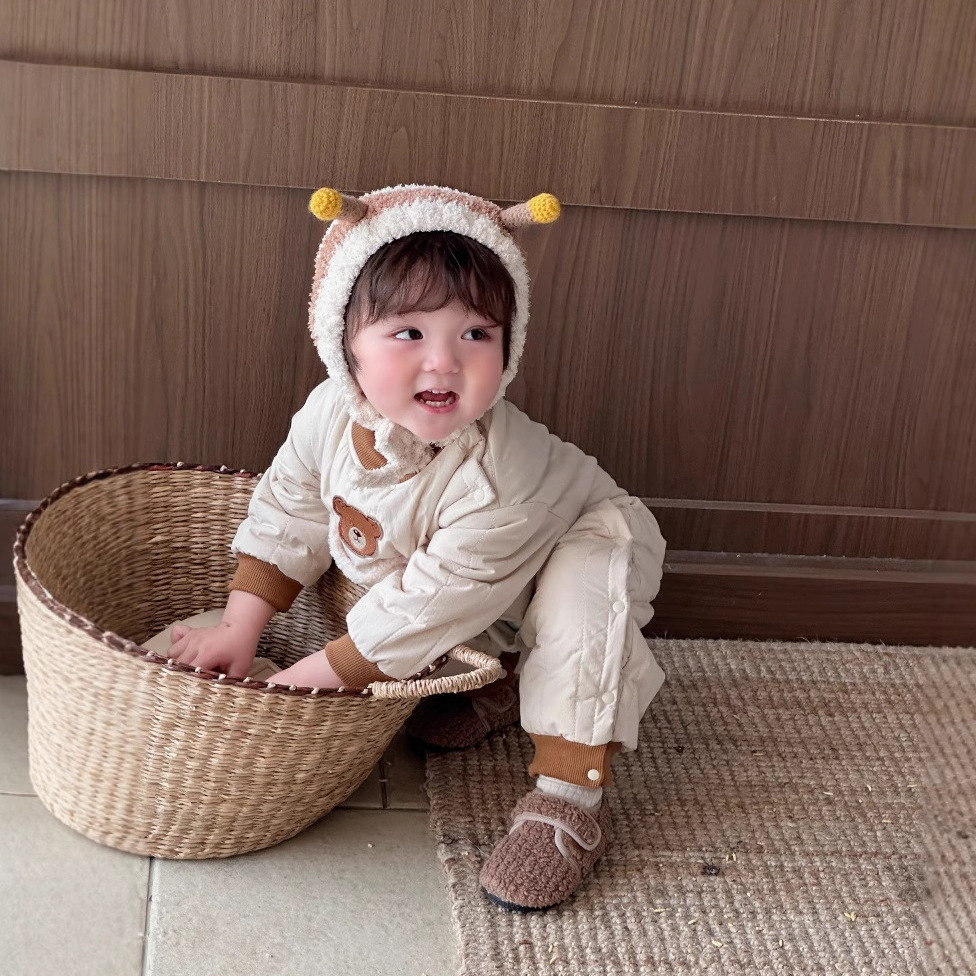 Ropa para niños coreanos ropa de otoño e invierno para bebés más mameluco de manga larga de terciopelo