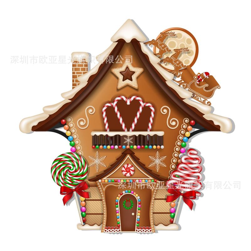 クロスボーダー新製品クリスマスキャンディーハウスホリデー特殊形状フラグホットカットシーン装飾写真クリスマス特殊形状フラグ|undefined